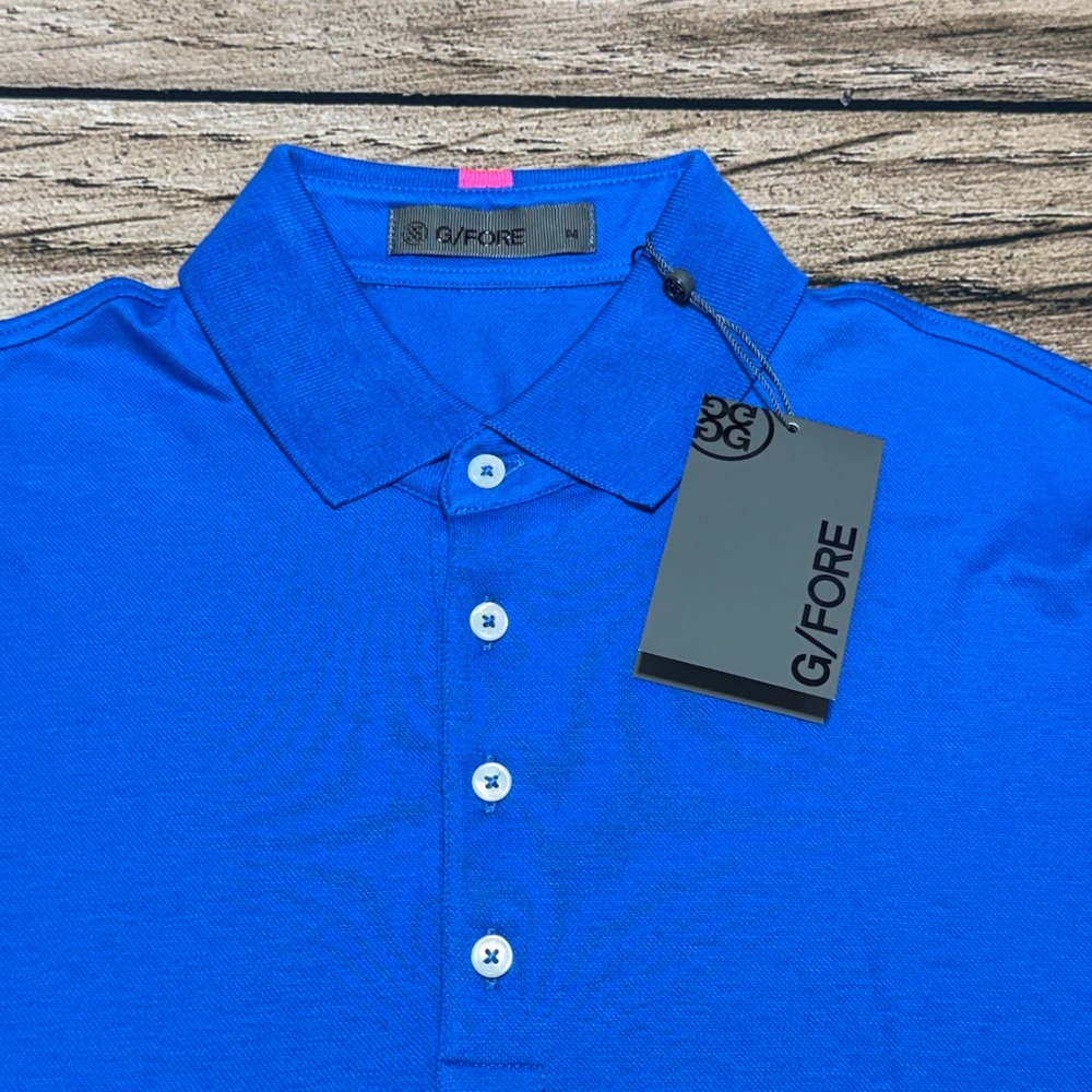 G/FORE Polo Shirt Mens Med Racer Blue Technical Cotton Blend Golf Athletic NWT